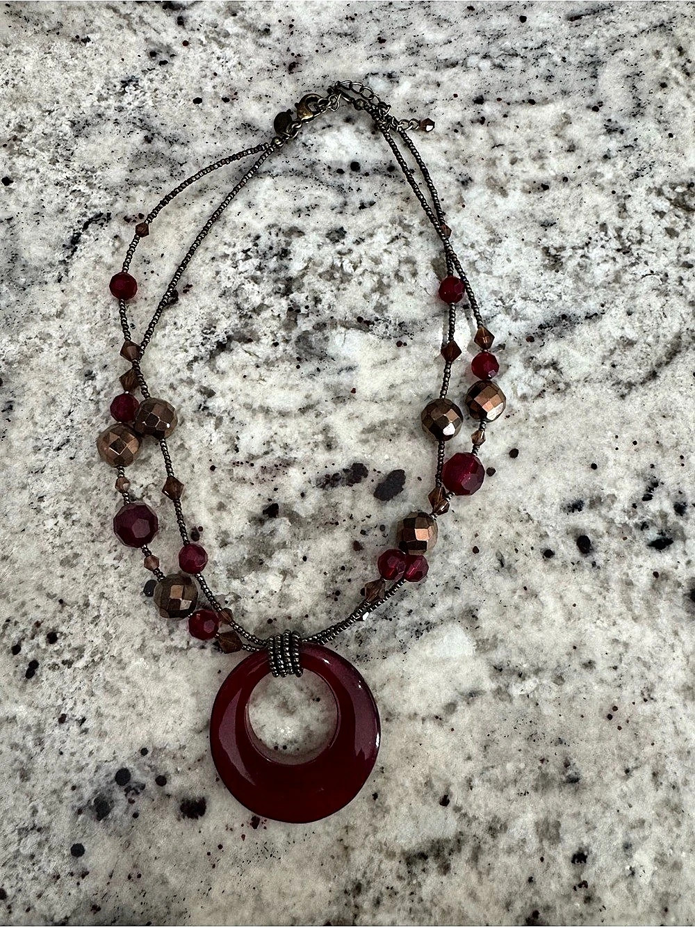Chico's Originals Red Resin Pendant Necklace